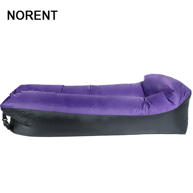 Norent Portable Folding Waterproof Inflatable bed with Built-in Pillow Outdoor Tourist Mattress Camping Picnic Beach Air bed